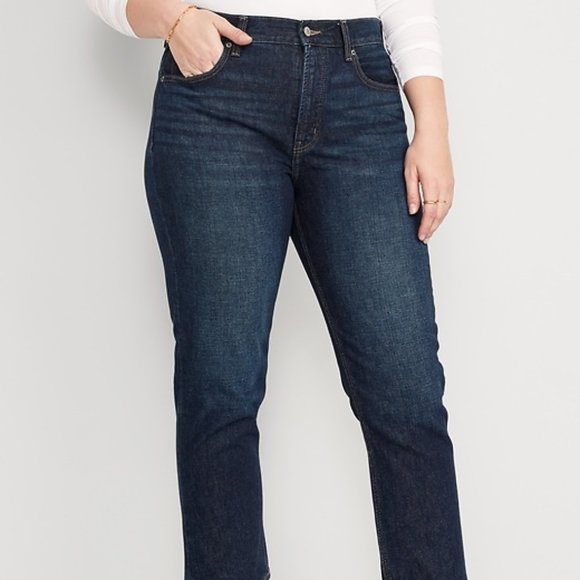 Old Navy High Rise Slouchy Straight Secret Slim Pockets Button fly Size 14 - Picture 1 of 11